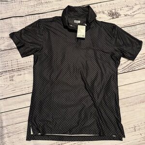 NWT | Barbell Black Geometric Patterned Isolate Performance Polo | Mens XL